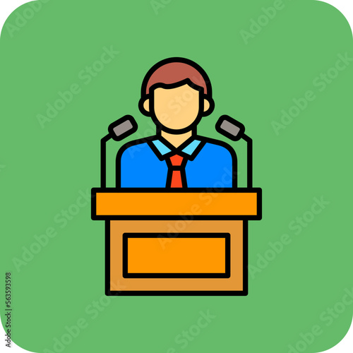 Politician Multicolor Round Corner Filled Line Icon