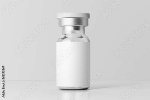 corona virus covid-19 vaccine glass vial medicine bottle realistic mockup empty label template in front view 3d rendering illustration