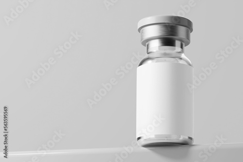 antivirus covid-19 vaccine glass vial medicine bottle realistic mockup with blank label template in perpective bottom view 3d rendering illustration photo