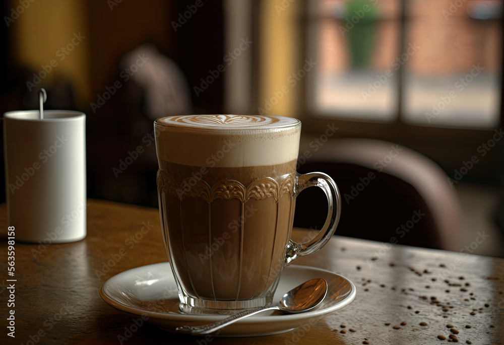 latte in glass created with Generative AI technology
