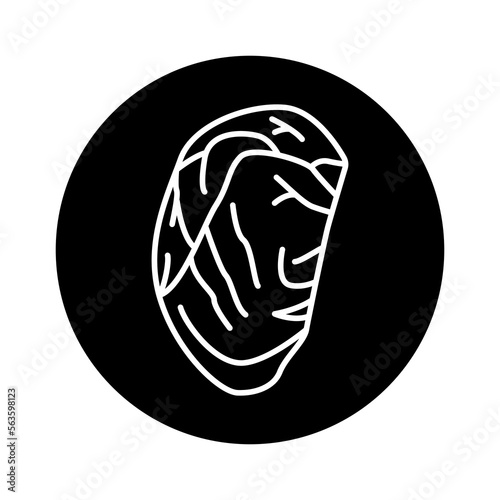 Ribeye beef steak color line icon. Cutting meat.