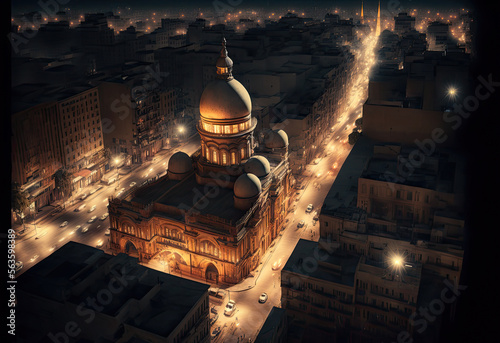 illustration of kairo in the night created with Generative AI technology photo