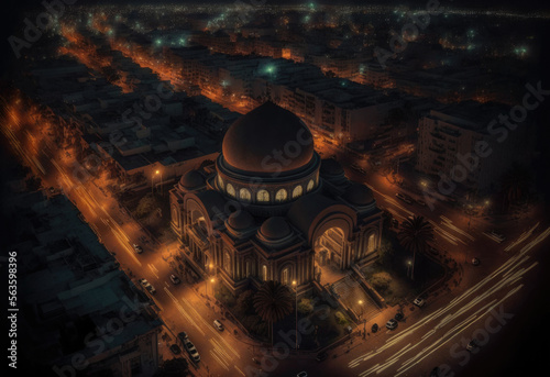 illustration of kairo in the night created with Generative AI technology photo