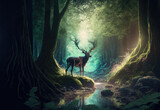 deer in the woods created with Generative AI technology