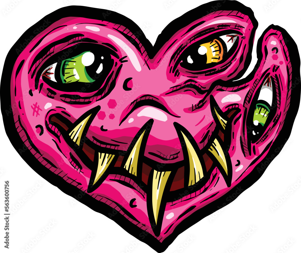Zombie Love Heart Halloween Valentines Day Illustrations