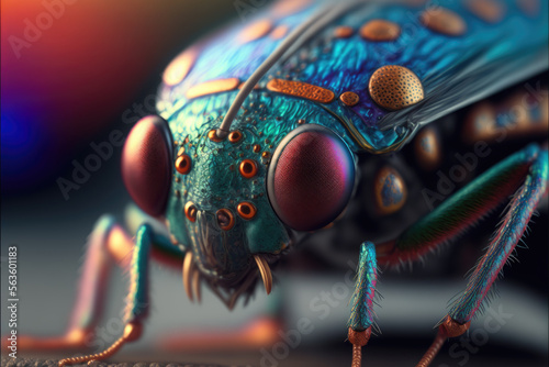Macro photograph of colorful insect Generative AI Art © Jasmina