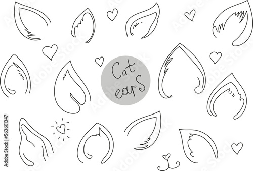 cat ears tatoo doodle outline illustration