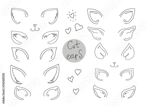 cat ears tatoo doodle outline illustration