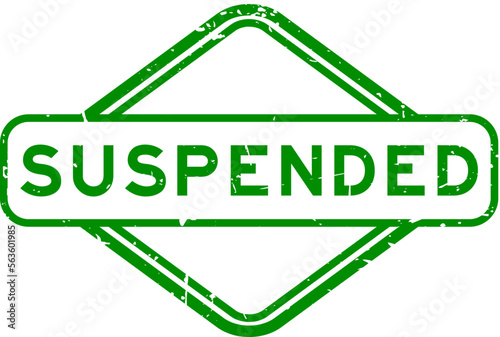 Grunge green suspended word rubber seal stamp on white background