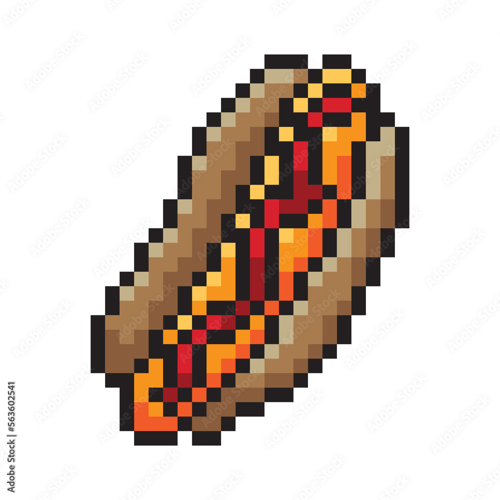 hotdog food pixel style isolated on white background hotdog food pixel style isolated on white background