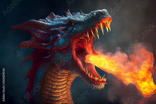 Fantasy dragon, ai illustration © Dr_Microbe