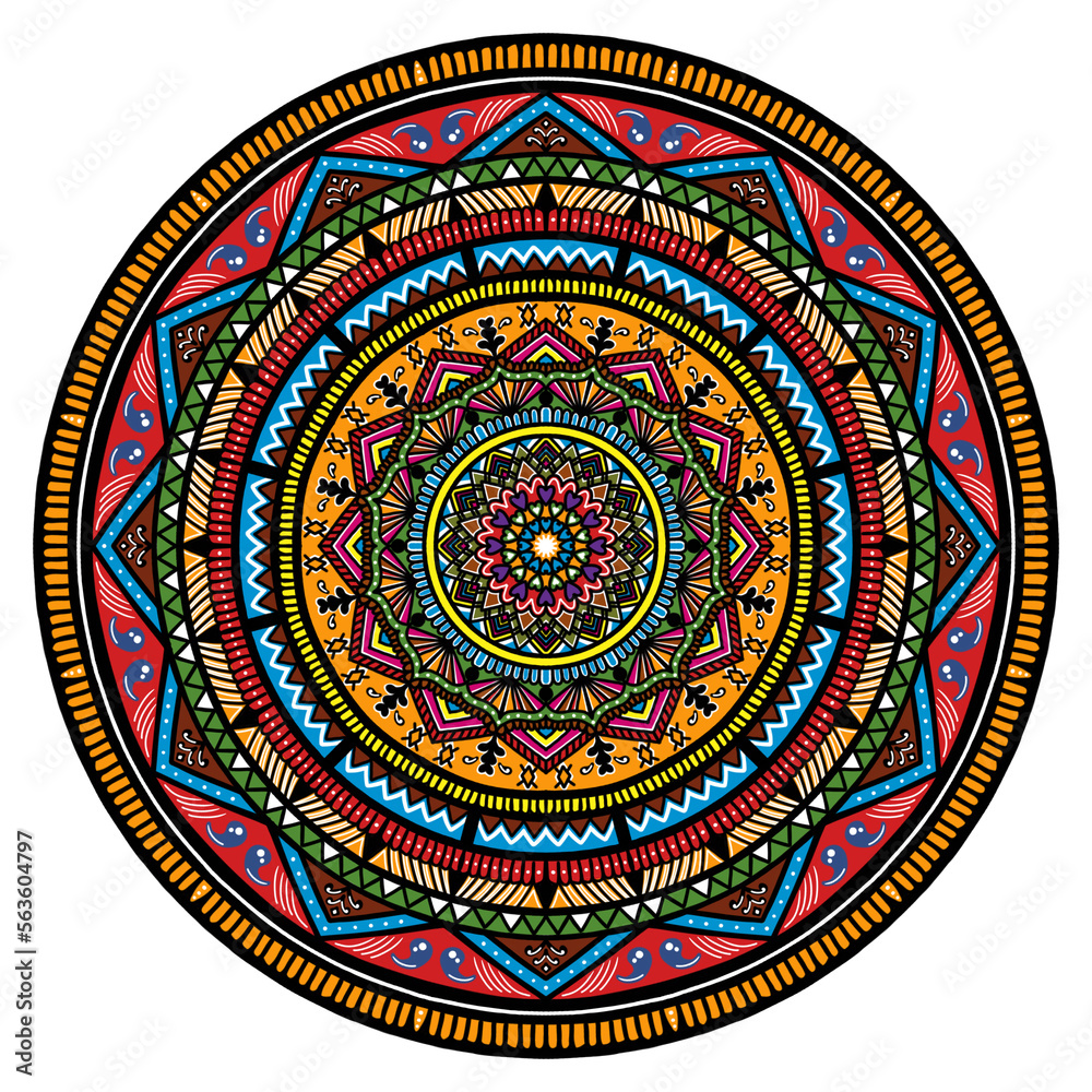 Fototapeta premium Mandala in a circle Beautiful ethnic pattern, colorful, ethnic, bohemian. 