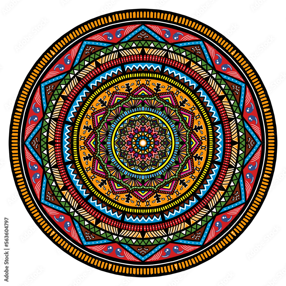 Mandala in a circle Beautiful ethnic pattern, colorful, ethnic, bohemian. 