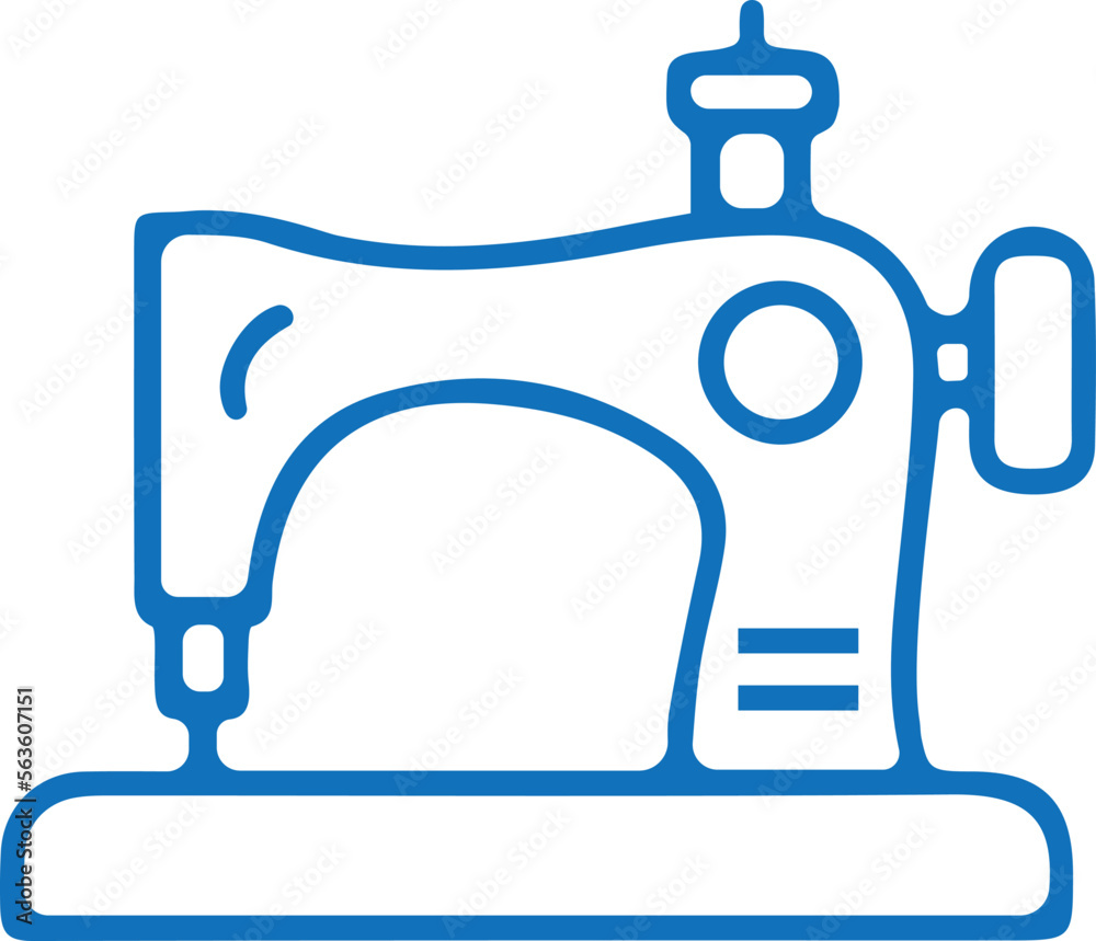 Sewing icon, sewing machine icon blue vector Sewing icon, sewing machine icon blue vector