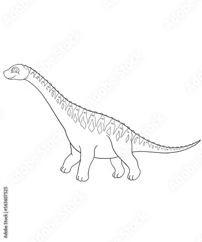 Argentinasaurus in a Doodle For Children's Coloring Books, Dinosaurs are Shown as Cartoon Characters