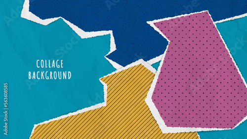 Abstract collage background with torn paper