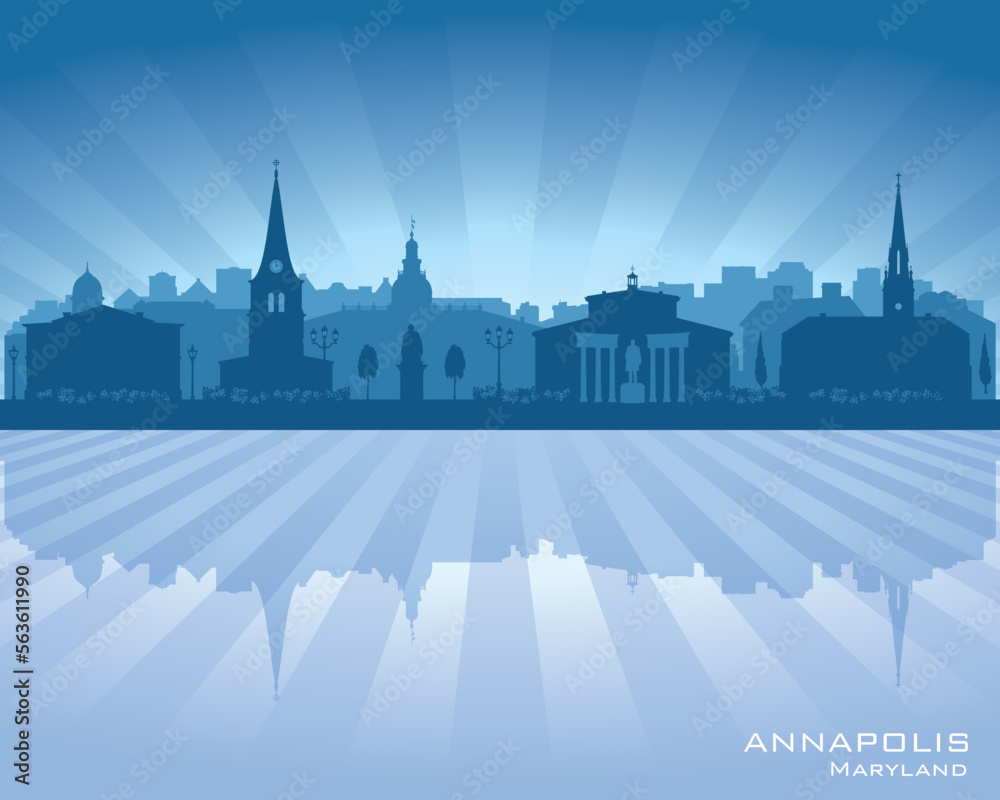 Annapolis Maryland city skyline vector silhouette