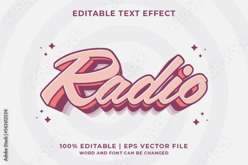 3d Radio Cartoon Editable Text Effect Premium Vector