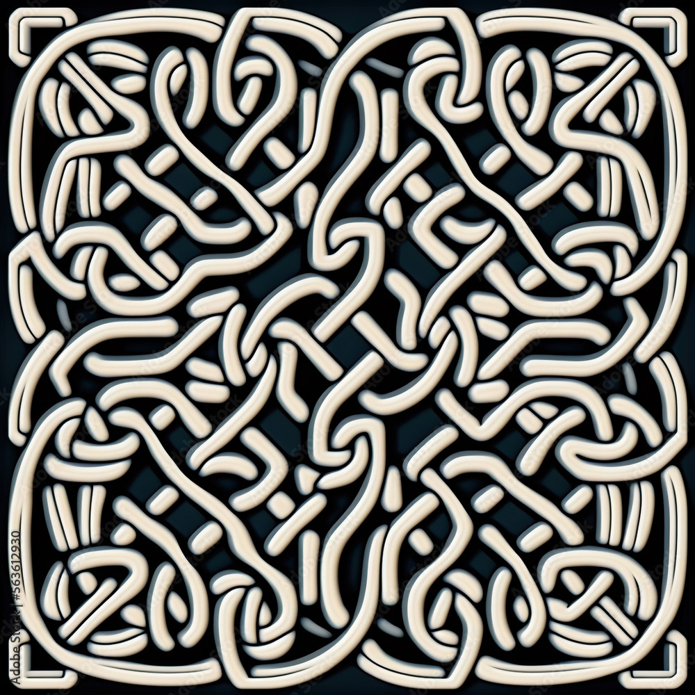 Modern pattern with Celtic folk ornament - generated by Generative AI