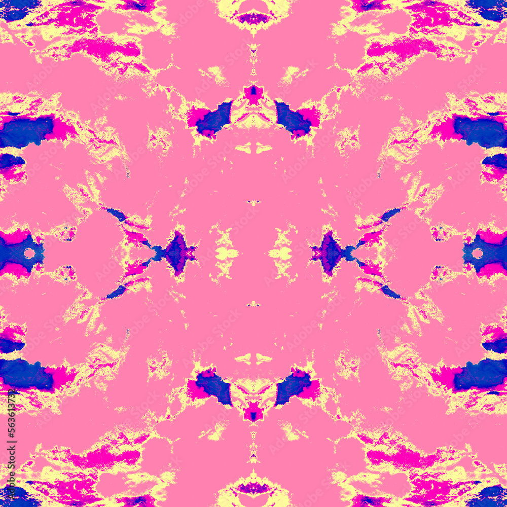 Obraz premium Tie Dye Seamless Pattern. Rose Repeat. Vivid