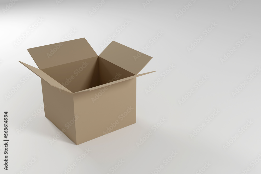blank packaging grey cardboard box on light background with clipping path ready for product design 3d render