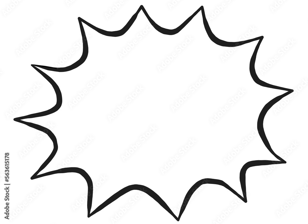 トゲトゲしたシンプルな白黒の手書き風線画吹き出し トゲトゲしたシンプルな白黒の手書き風線画吹き出し
