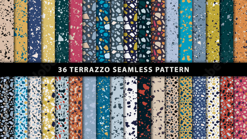 Set of terrazzo style seamless patterns