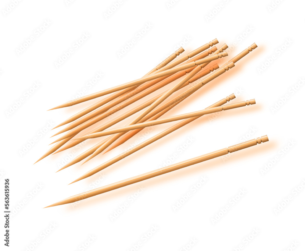 Wooden toothpicks . Bamboo Toothpick small sharp, Realistic wood. Vector Wooden toothpicks . Bamboo Toothpick small sharp, Realistic wood. Vector