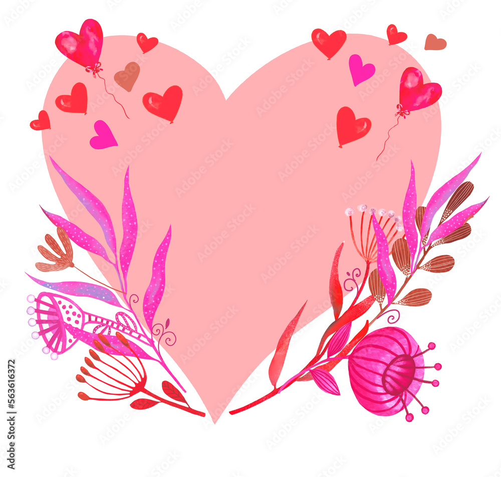 heart with floral ornament.Valentine’s Day. heart with floral ornament.Valentine’s Day.