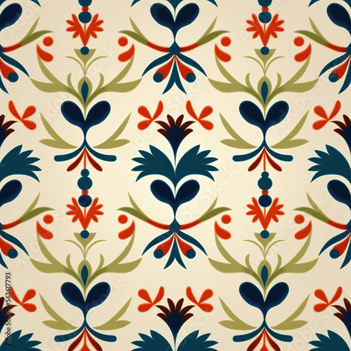 Modern pattern with French folk ornament - generated by Generative AI