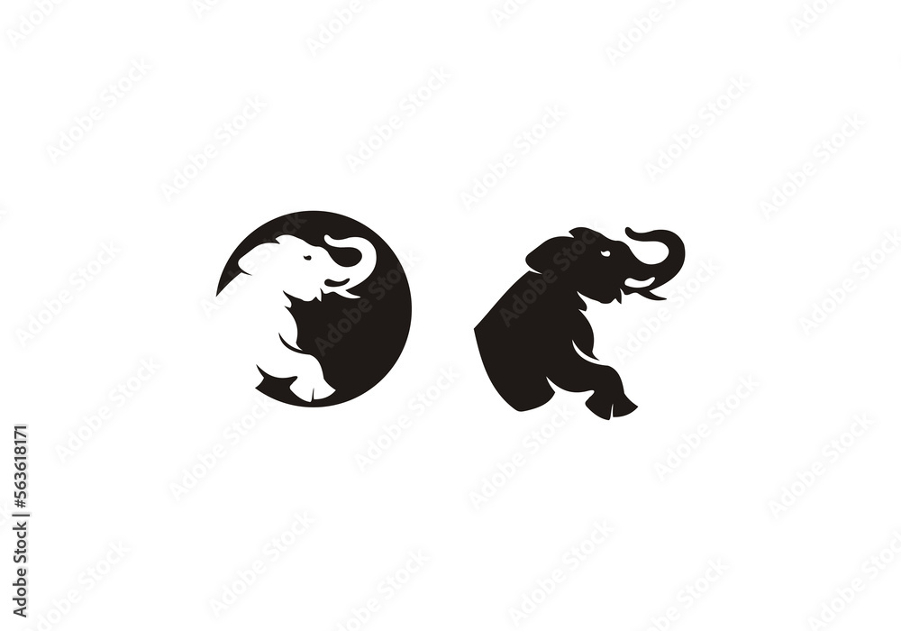 Abstract elephant icon logo template design isolated white background Abstract elephant icon logo template design isolated white background