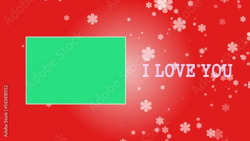 Background frame with flying particles and the words I love you