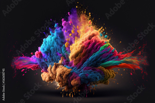 Farbexplosion, Farben prallen aufeinander, Kreativprozess, Generative AI photo
