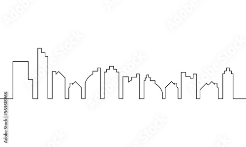 Continuous line drawing of city panorama. Cityscape outline  city landscape modern minimalist  object one line  single line art  vector illustration