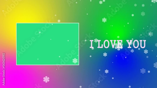 Background frame with flying particles and the words I love you