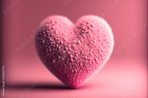Soft fluffy pink heart. Valentine s day concept. Generative ai.