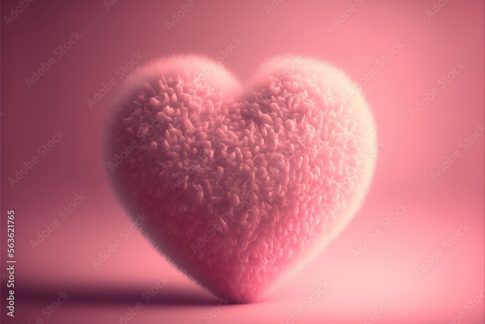 Soft fluffy pink heart. Valentine's day concept. Generative ai. Soft fluffy pink heart. Valentine's day concept. Generative ai.