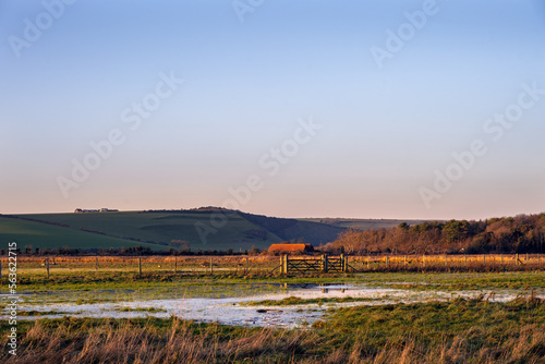 View of Cuckmere Haven on a winter evening, East Sussex, England