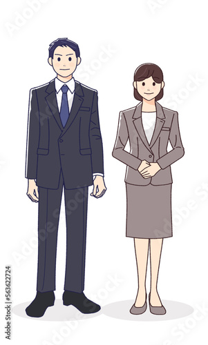 スーツ姿の男性・女性（立ち姿）