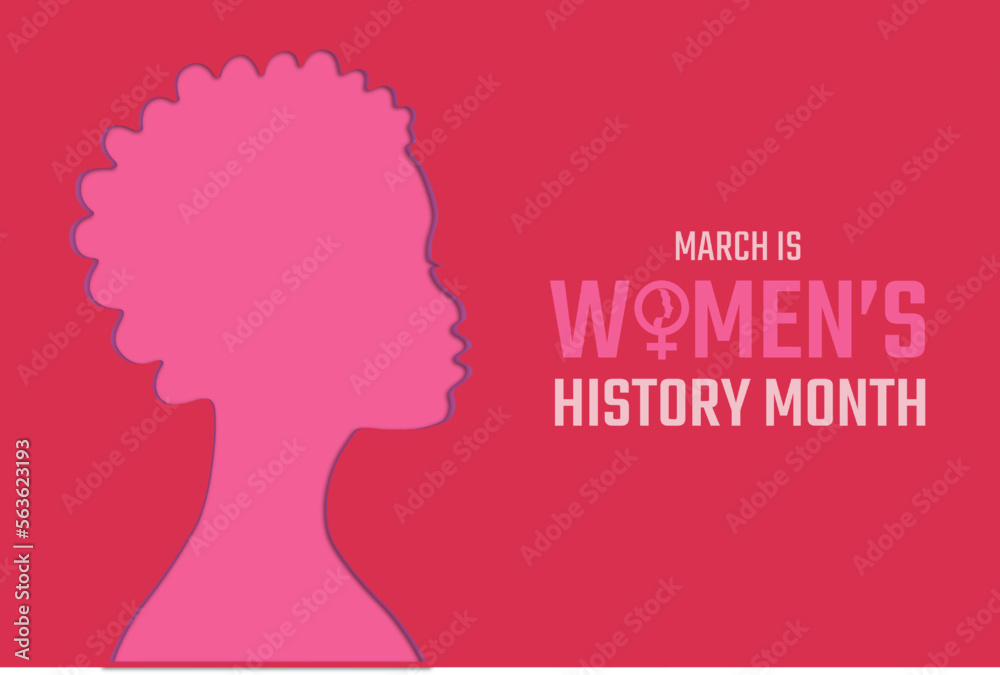 Womens History Month design background. Women's day. Poster or banner with different women. 8 March