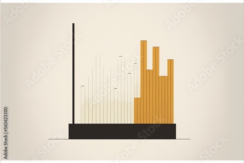 Digital illustration of bar graph on white background. Generative AI