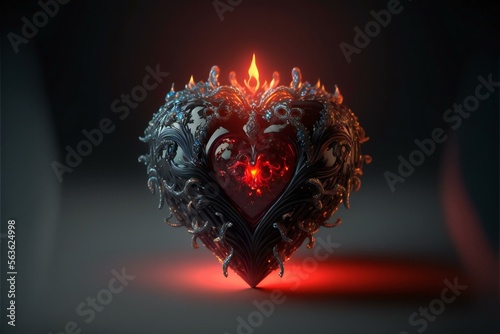 A gothic heart shaped candle created with Generative AI technology