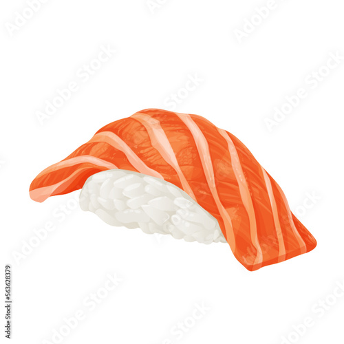 Fresh salmon japanese nigiri delicious Salmon sushi japanese food isolated on white background.Vector eps 10. background. perfect for wallpaper or design elements