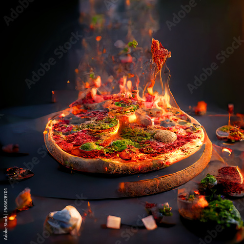 Dynamic Italian Pizza View Generative AI Illustration photo