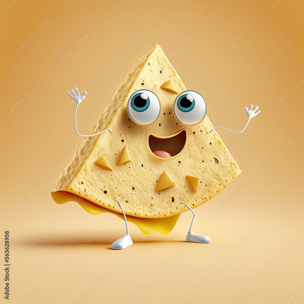 Cute Cartoon Quesadilla Character (Generative AI) Stock Illustration