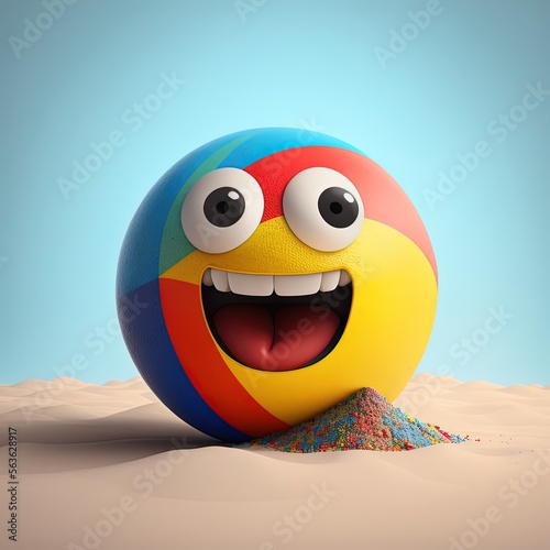 Cute Cartoon Beach Ball Cha...