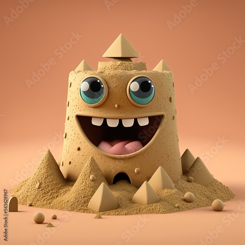 Cute Cartoon Sandcastle Cha...