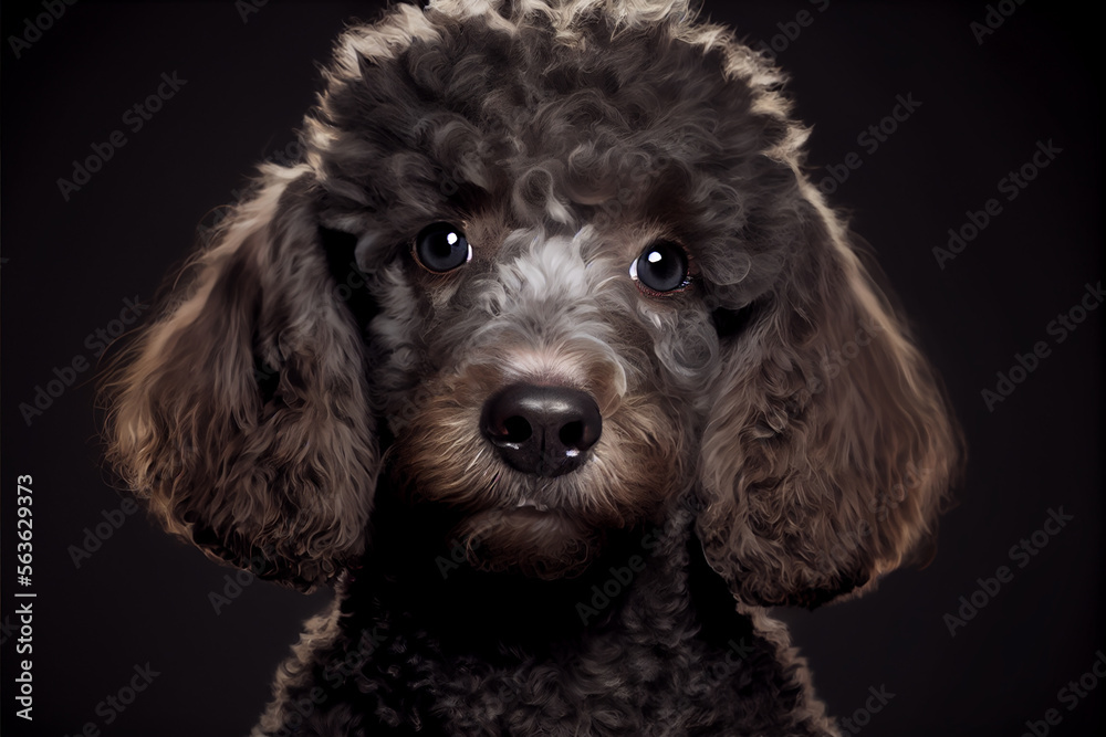 portrait of a poodle dog on a black background. generative ai portrait of a poodle dog on a black background. generative ai