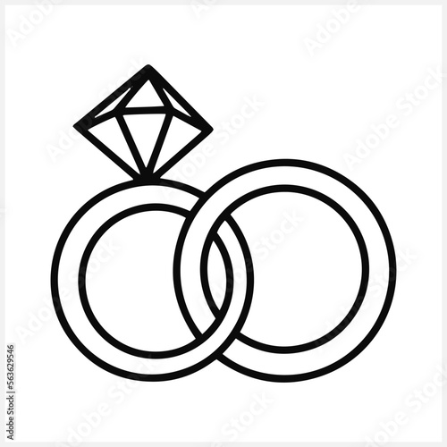 Doodle wedding ring with diamond icon isolated Hand drawn line art Sketch vector stock illustration EPS 10