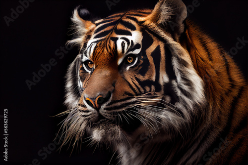 portrait of a tiger on a black background. generative ai © Julian